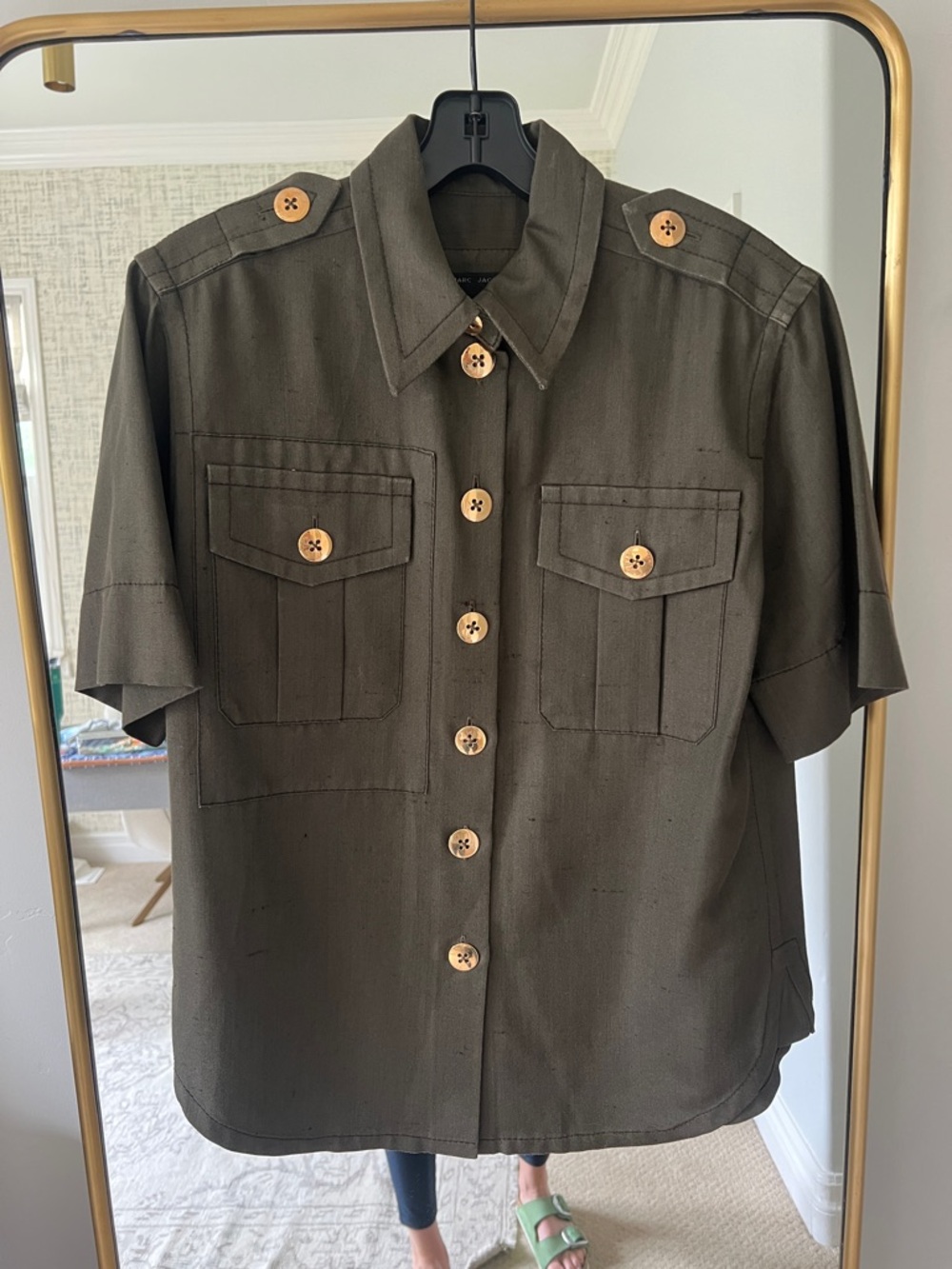 Marc Jacobs Olive Green Short-Sleeve Military Shirt